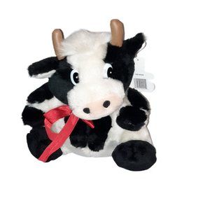 Vintage 1999 Kids of America Black & White Cow Plush Stuffed Animal Toy 8"